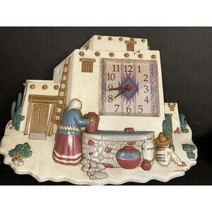 Vtg Homco Quartz Burwood Aztec Southwest Wall Clock #3336 1995 Made in USA